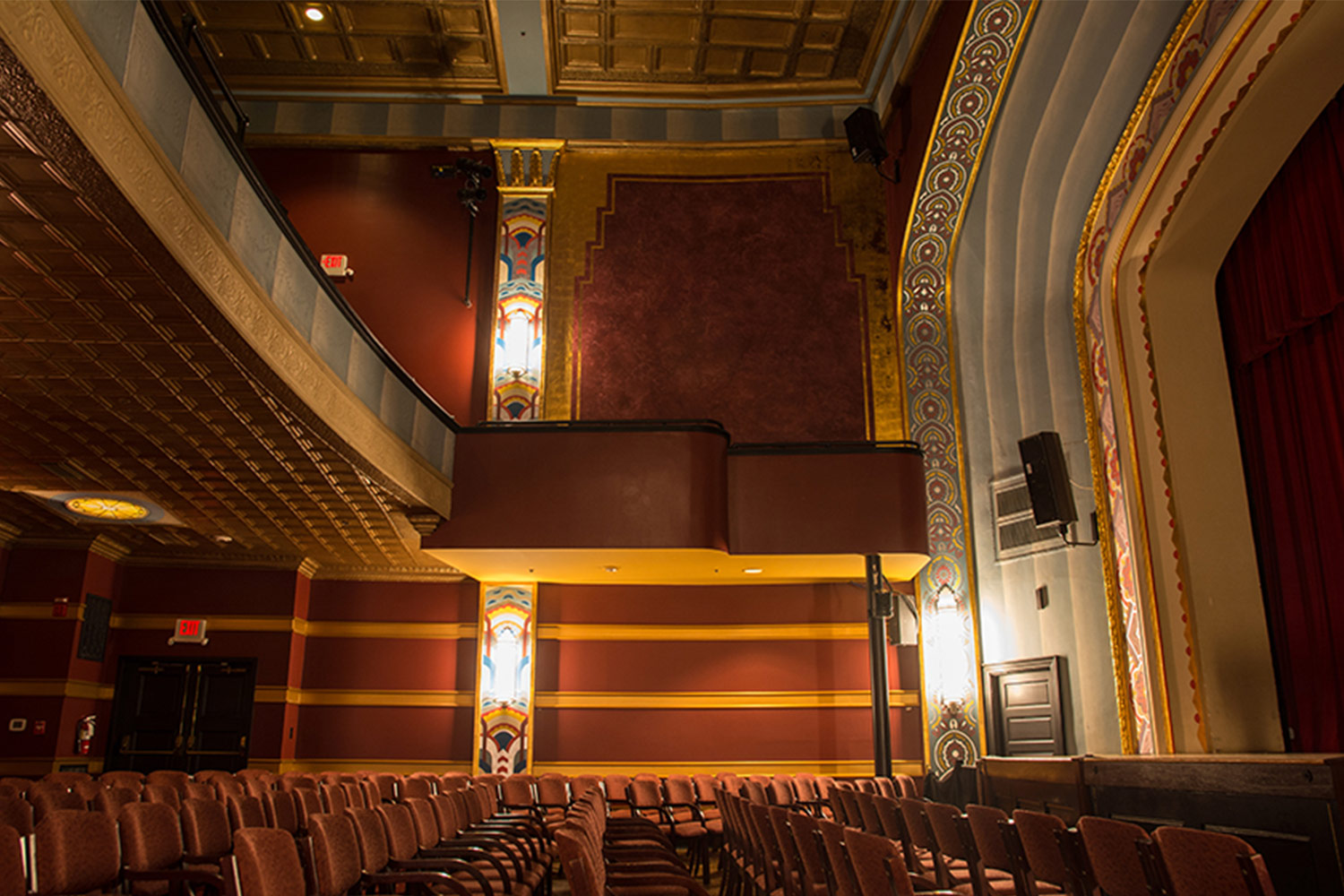 The Avalon Foundation, which runs the Avalon Theatre, secured the services of WSDG during a larger overall renovation initiative to update the theater’s acoustics, production lighting, and audiovisual capabilities. Theater inside.