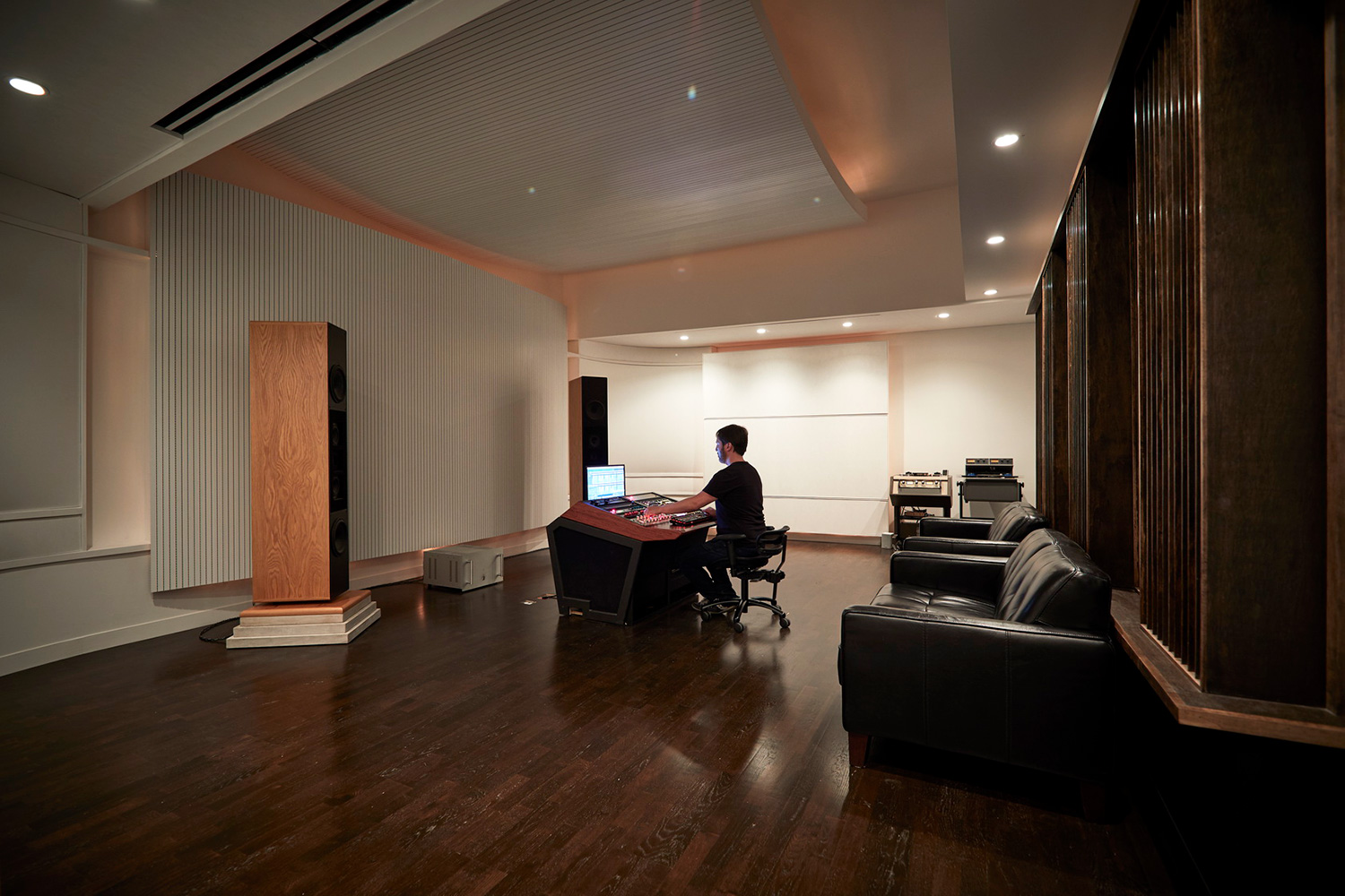 Top mastering engineer and Boiler Room founder Collin Jordan inquired WSDG to fully design his new mastering room in Chicago. WSDG’s balance of technical acoustics and artistic design was spot on and made it easy to make the decision. Mastering room side view.