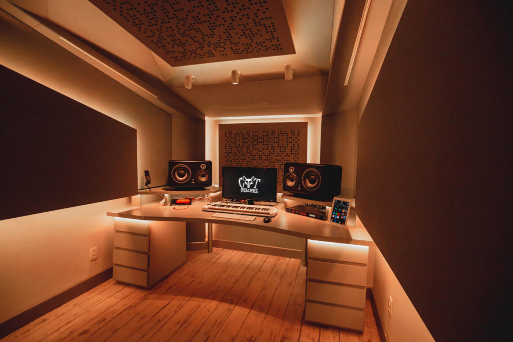 Recognizing the value of superior studio design / acoustic excellence, Hit recording duo Cat Dealers commissioned WSDG to create a compact yet powerful dream recording studio. Best Project Studio Design. Yellow Light.