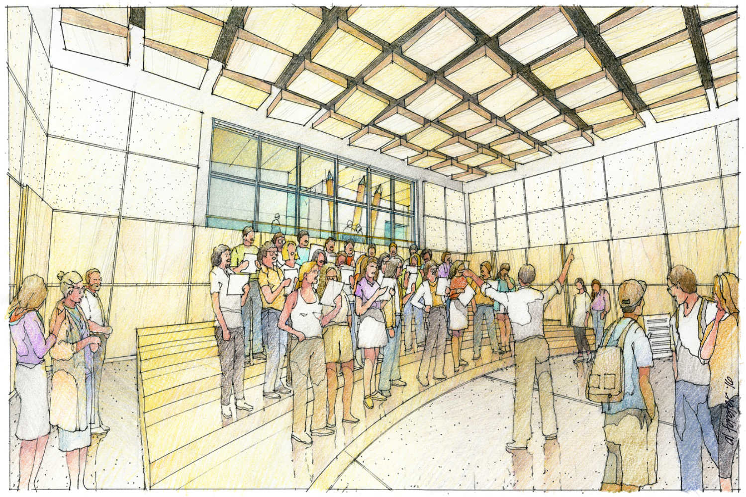 Concordia University Irvine, WSDG was commissioned for the design and acoustics of the facility. Sketch choir room