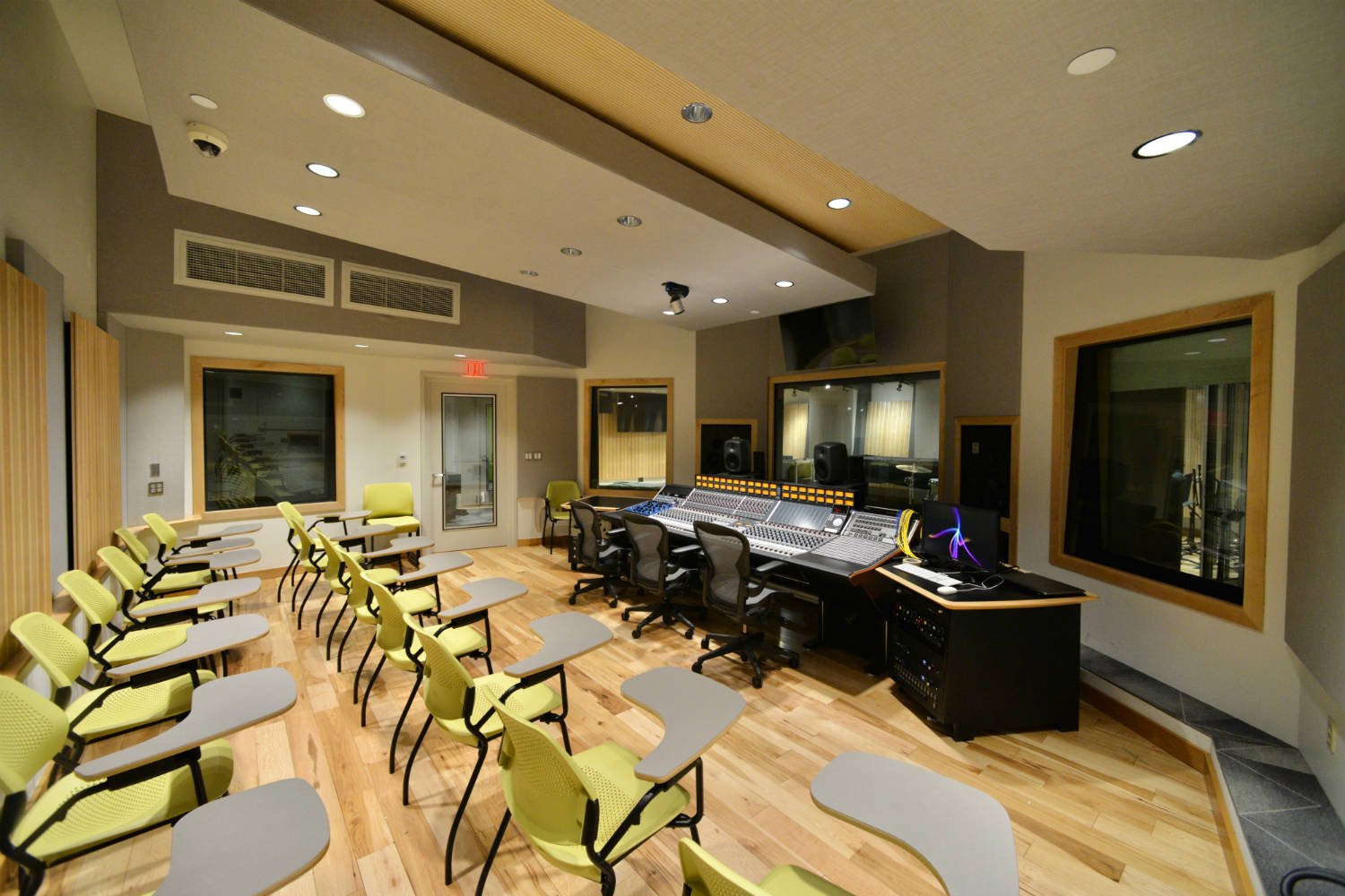 Drexel University in Philadelphia, PA is one of America's 15 largest universities. Their brand-new recording facilities, designed by the WSDG team, expands their music and recording program. Control Room Side View