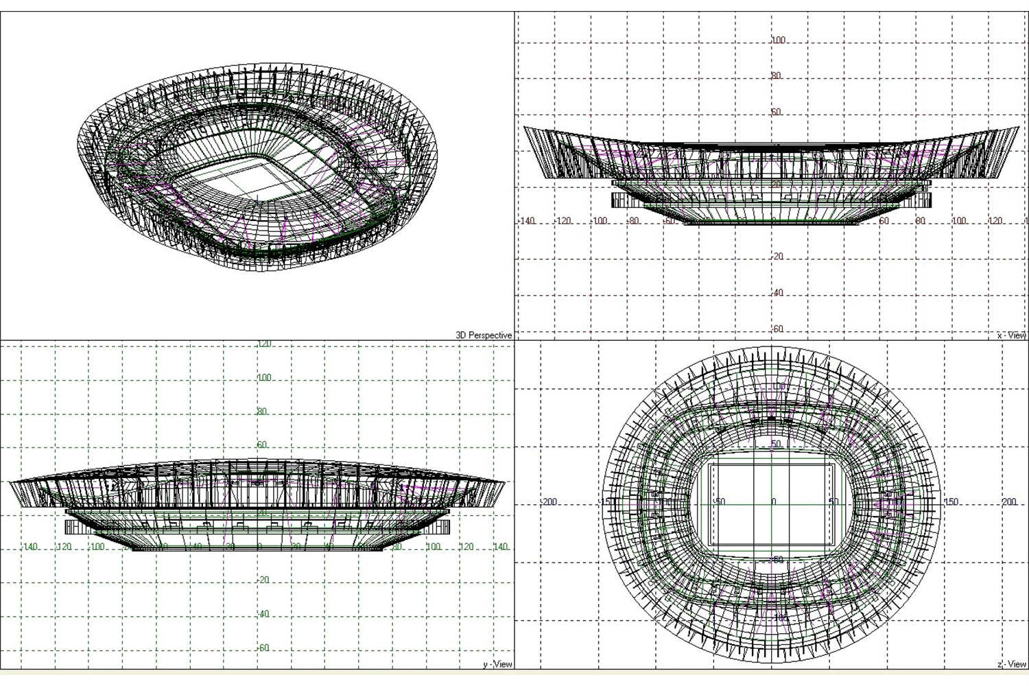 Green Point Stadium in Cape Town, South Africa. Noise emissions and consulting by ADA-AMC, a WSDG Company. Presentation drawings.