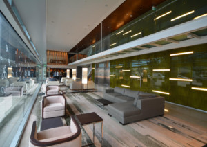 Hilton Garden Inn in Montevideo, Uruguay. Invisible acoustics designed and install by WSDG - WSDG Latin, Sergio Molho and Silvia Molho. Lobby