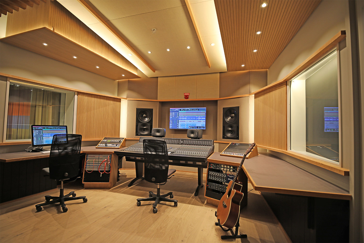 The Stockholm Royal College of Music brought on WSDG to design their new studio control rooms to meet the highest standards of acoustic and technological excellence. Control Room.