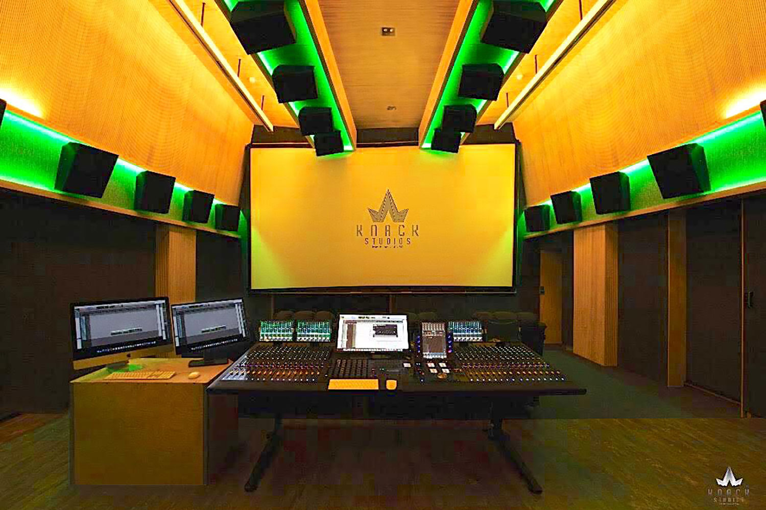 Envisioned as a major resource for India’s thriving Bollywood film industry, KNACK Studios is the first world-class post-production complex in Eastern India.  To provide clients with the ultimate facility design, the KNACK executive group retained global architectural/acoustic consultants, WSDG Walters-Storyk Design Group. Control Room 2 with Dolby Atmos.