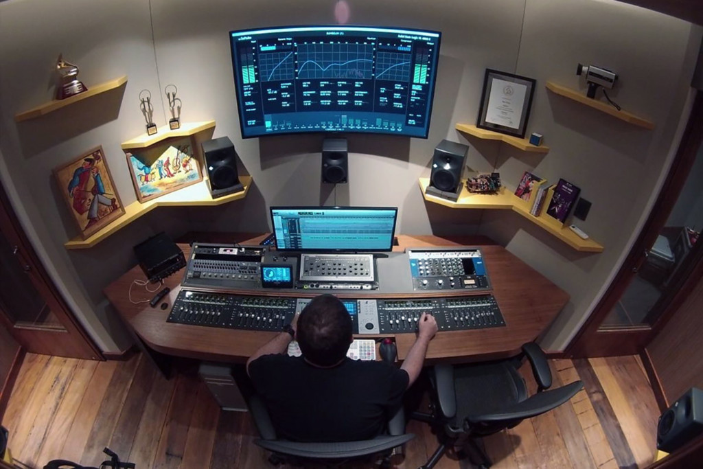 Mix2go is located in Sao Paulo, Brazil and is an innovative 3D mixing facility. WSDG was commissioned to design a space where 3D mixes audio could be created. Main control room.