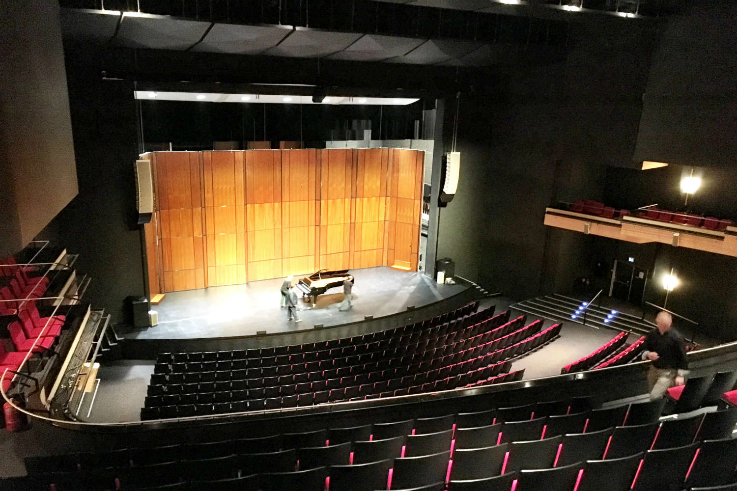 Musical Theater Basel in Basel, Switzerland. Acousting consulting and treatment by WSDG in Europe. Main wooden shell on stage