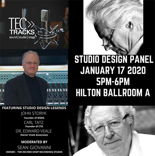 John Storyk, Founder WSDG, to join Studio Design Panel at NAMM 2020. Panel will hapen on Friday January 17th at 5pm. Recording Studio Design, Architecture and Acoustics.