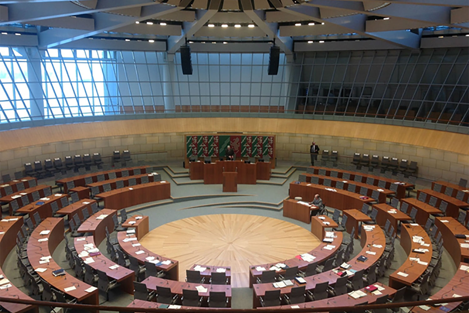 Parliament Hall Landtag in Dusseldorf, Germany. ACA-AMC, a WSDG company, in charge of the room acoustics and electro-acoustical systems. Hall