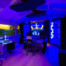 Multi-talented Scooter Pietsch conceived a professionally designed CR/Recording/Mixing room and retained WSDG to design his new studio. Control Room blue.