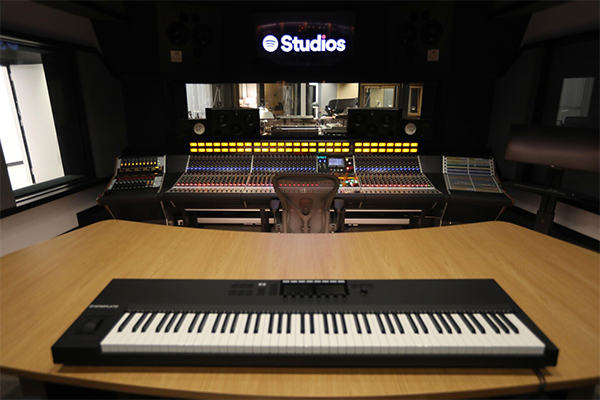 Spotify LA new podcast hub. Studios and systems designed by WSDG. Control Room.