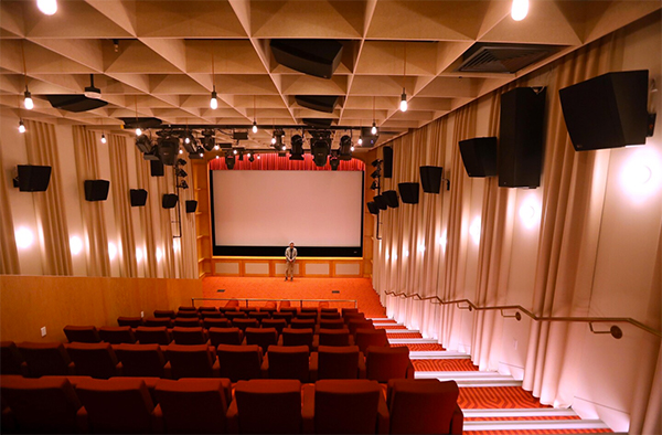 Spotify LA new podcast hub. Studios and systems designed by WSDG. Screening Room.