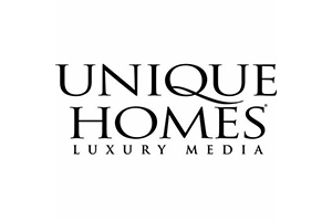 Unique Homes Blog Official Logo. Living in Luxury and Luxury Media. State-of-the-art. Design.