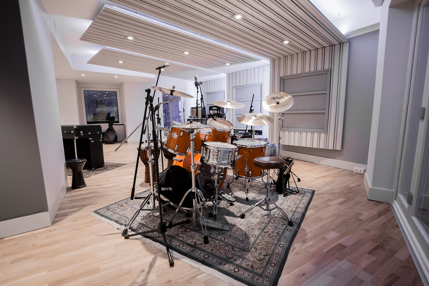 Vienna City Sound is a twelve-room recording studio built in the basement of a vintage commercial building in the heart of Vienna. Owner Peter Zimmerl’s retained the services of WSDG to design his dream studio. Live Room.