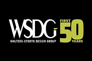 WSDG celebrates 50 years of acoustic design and engineering, trailblazing new frontiers. Official WSDG 50 years logo in black.